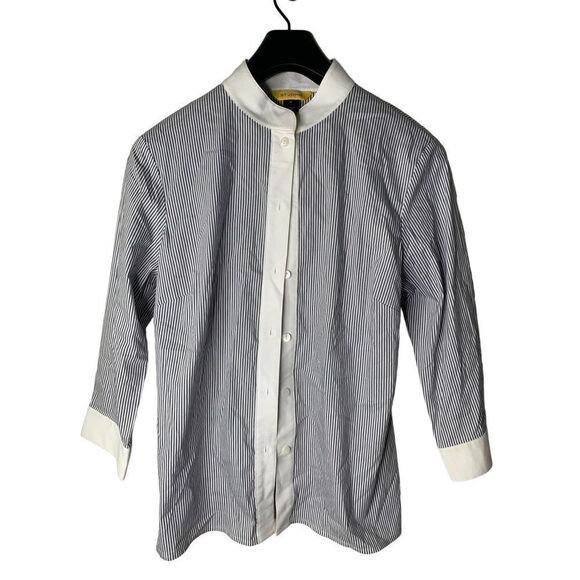 St. John button front blouse striped women’s size 10 - Picture 1 of 5